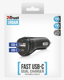 Fast Dual Usb-c & Usb Car Charger For Phones & Tablets - Trust Urban Power Bank 13000mah, HD Png Download, Free Download