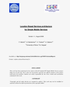 Location Based Services Architecture For Simple Mobile - Information Society Technologies, HD Png Download, Free Download