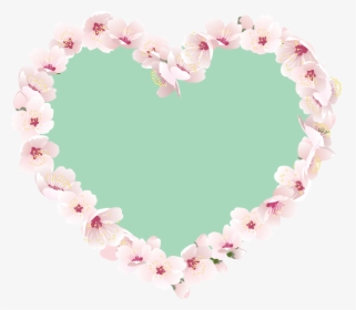 Heart Pink Border Flowers - Heart, HD Png Download, Free Download