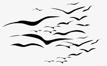 Drawing, Sky, Birds, Bird, Flying, Shape, Storm, Group - Birds In The Distance Drawing, HD Png Download, Free Download