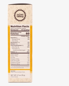 Sunflowerfamily Organic Sunflower Hache Nutrition Facts - Packaging And Labeling, HD Png Download, Free Download