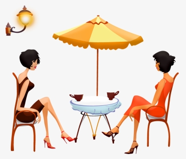 Women At Cafe 3751070 1280 - Vektor Duduk Di Cafe, HD Png Download, Free Download
