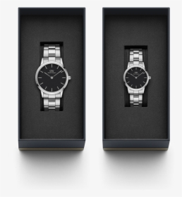 Couple Gift Set Iconic Link 36mm Silver Iconic Link - Daniel Wellington Iconic Link Silver Black, HD Png Download, Free Download