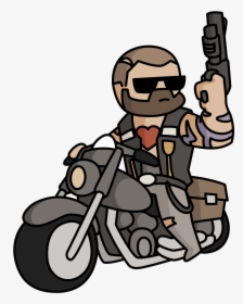 Bike Boy Got A Gun - Cartoon, HD Png Download, Free Download