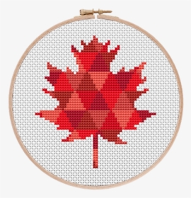 Red Geometric Maple Leaf Cross Stitch Pattern - Cross-stitch, HD Png Download, Free Download