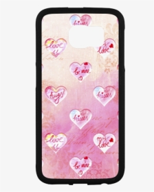 Vintage Pink Hearts With Love Words Rubber Case For - Mobile Phone, HD Png Download, Free Download