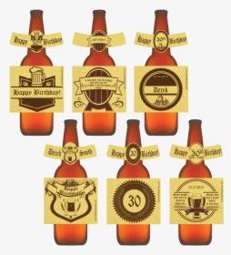 Beer Labels - Gold - Happy Birthday - 6 Pack - Mypaperdot - Gold Beer Labels, HD Png Download, Free Download
