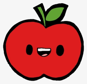 Apple Red Green Fruit Tropical Exotic Kawaii Cute Happy - Drawing, HD Png Download, Free Download