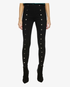 Gisele Mid Snap Jean In Colour Jet Black - Polka Dot, HD Png Download, Free Download