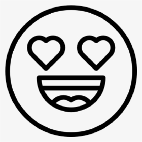 Hearts Eyes Custom Stamp - Love Heart Emoji Black And White, HD Png Download, Free Download