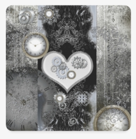 Steampunk, Heart, Clocks And Gears Square Coaster - Light Switch, HD Png Download, Free Download