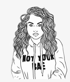 Girl Tumblr Draw Notyourbae Curlyhair Curly - Draw A Girl With Curly Hair, HD Png Download, Free Download