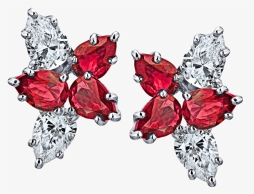 4 Pear Shaped Ruby And Diamons Earrings, HD Png Download, Free Download