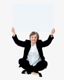 Business Women Holding Banner Png Image - People Holding Up Whiteboards, Transparent Png, Free Download