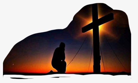 #man #kneeling #silhouette #cross #sunset #praying - Sexy Kompa, HD Png Download, Free Download