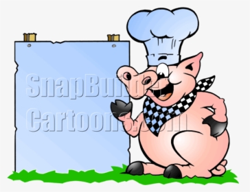 Chef Pig Bbq Holding Blank Menu Board - Free Pig Chef With Menu Clipart, HD Png Download, Free Download