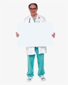 Doctor Holding Banner Png Image - White Coat, Transparent Png, Free Download