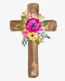 #watercolor #cross #wooden #flowers #floral #jesus - Watercolor Cross, HD Png Download, Free Download