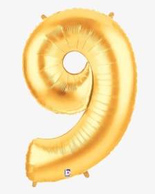 Gold Number 9 Foil Balloon Numbers - Foil 9 Balloon Png, Transparent Png, Free Download