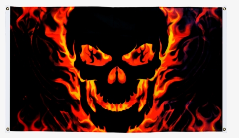 Skull With Fire Flag For Balcony - Skull With Fire, HD Png Download, Free Download