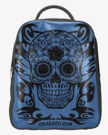 Skull Flowers Nightblue Popular Backpack - Skull, HD Png Download, Free Download