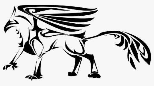Outstanding Tribal Griffin With A Long Body Tattoo - Simple Animal Designs Png, Transparent Png, Free Download