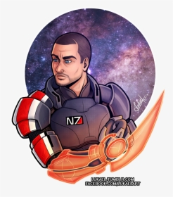 Colored The Commander Shepard Picture I Did For Inktober, - Illustration, HD Png Download, Free Download