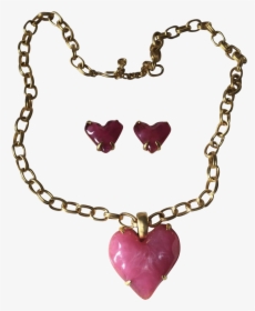Givenchy Gold Metal Chain & Pink Jelly Lucite Heart - Necklace, HD Png Download, Free Download