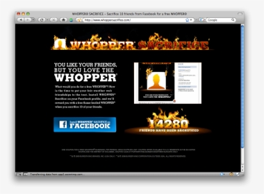 Burger King Facebook Campaign - Burger King Whopper Sacrifice, HD Png Download, Free Download