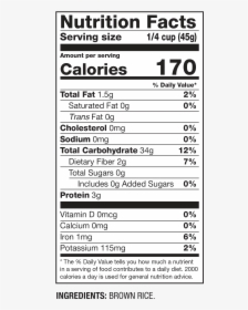 Nutrition Facts Whole Grain Brown Rice - Crystal Farms String Cheese Nutrition Label, HD Png Download, Free Download