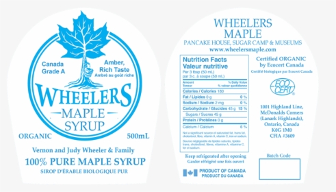 Wheelers Maple Syrup - Canadian Maple Syrup Label, HD Png Download, Free Download
