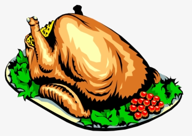 Vector Illustration Of Roast Turkey Poultry Dinner - Turkey On A Platter Art, HD Png Download, Free Download