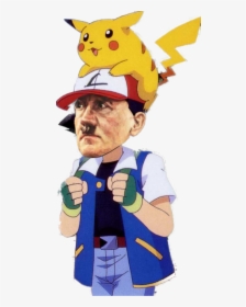 #pokemon #hitler #nazis #sauce #gottacatchemall #meme - Pikachu On Ash Head, HD Png Download, Free Download