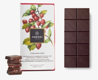 Amedei Toscano Red 70% Dark Chocolate Bar Open - Amedei, HD Png Download, Free Download