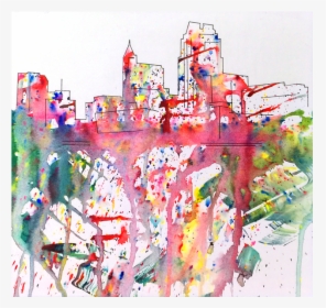 Raleigh Skyline Watercolor Painting - Modern Art, HD Png Download, Free Download
