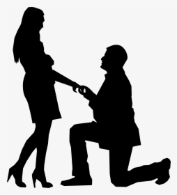 Silhouette Knee Man Clip Art - Man On One Knee Proposing, HD Png Download, Free Download