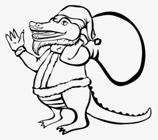 Santa Alligator Vector Clip Art - Line Art, HD Png Download, Free Download