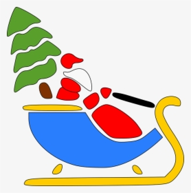 Santa Claus, Sleigh, Christmas Tree, Riding, Sled - Santa Claus Flying Transparent, HD Png Download, Free Download
