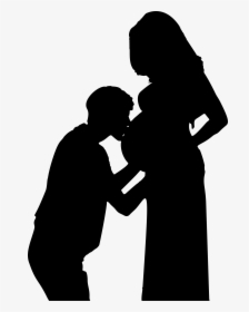 Pregnancy Wife Kiss Woman - Pregnant Woman With Husband Drawing, HD Png Download, Free Download