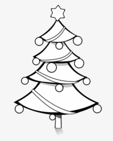 Christmas Tree With Christmas Balls Vector Illustration - Christmas Tree Black And White, HD Png Download, Free Download