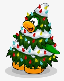 Christmas Tree Club Penguin - Club Penguin Christmas Postcard, HD Png Download, Free Download