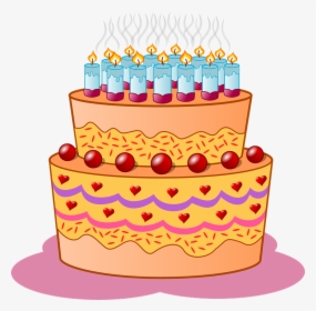 Birthday, Cake, Candles, Icing, Cream, Flame, Event - Birthday Cake Design Drawing, HD Png Download, Free Download