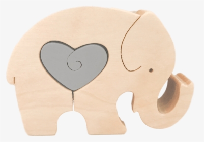 Wooden Elephant Heart Puzzle - Indian Elephant, HD Png Download, Free Download