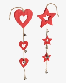 Wooden Stars / Heart String With Bell Decoration, 2-fold - Heart, HD Png Download, Free Download