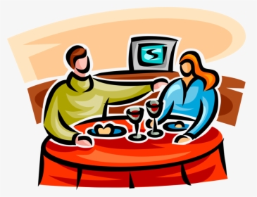 Dinner Clipart Couple Dinner - Casal Comendo Vetor, HD Png Download, Free Download