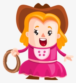 Cowboy Girl Vector Png Image - Smile Cartoon Girl, Transparent Png, Free Download