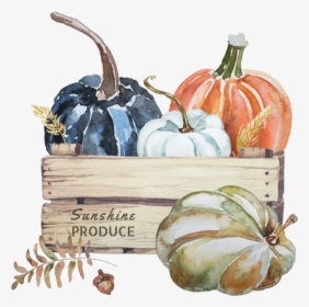 #watercolor #pumpkins #crate #fall #leaves #autumn - Throw Pillow, HD Png Download, Free Download