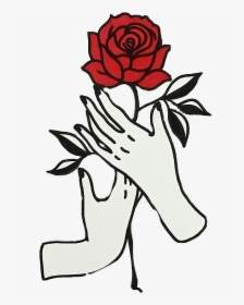 Roses Drawings Hands , Png Download - Rose In Hand Drawing, Transparent Png, Free Download