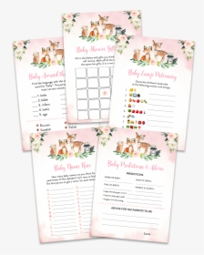 Blush Pink Floral Woodland Baby Shower Game Pack - Paper, HD Png Download, Free Download