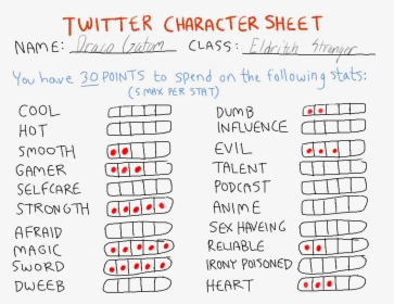 Twitter Character Sheet, HD Png Download, Free Download